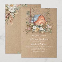 Woodland Kraft pappra Barn Forest Bröllop Inbjudningar
