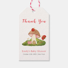 Woodland Ladybug Mushroom Baby Shower Tack Presentetikett