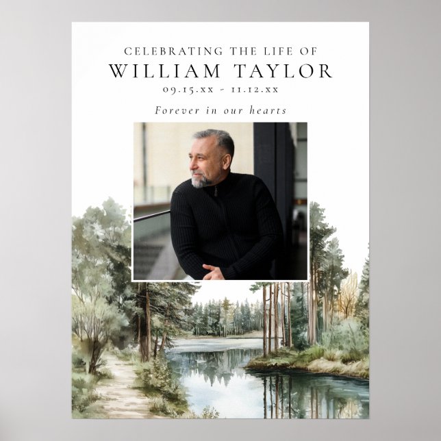 Woodland Lake Celebration Of Life Welcome Sign Poster (Framsidan)