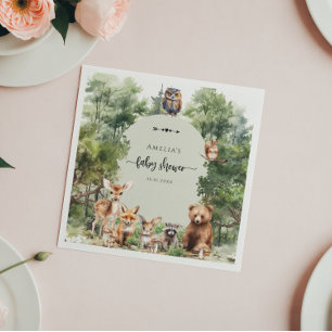 Woodland Låt Äventyr börja babyskaren Pappersservett