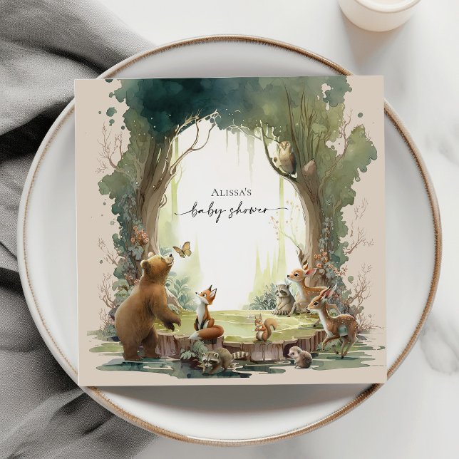 Woodland Låt Äventyr börja babyskaren Pappersservett (Skapare uppladdad)