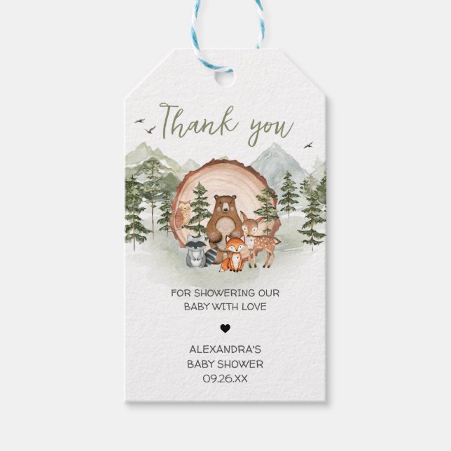 Woodland Låt Äventyr börja med favoritmärkord Presentetikett (Framsidan)