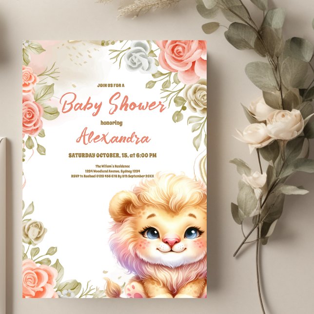 Woodland Lejonare Baby Safari Baby djur Inbjudningar (Skapare uppladdad)
