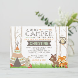 Woodland Little Camper Forest Animals Baby Shower Inbjudningar