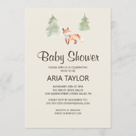 Woodland Little Fox Baby Shower Inbjudningar