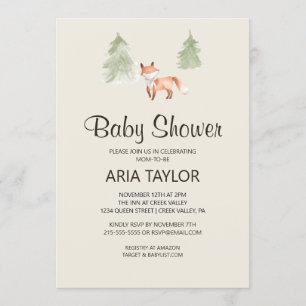 Woodland Little Fox Baby Shower Inbjudningar