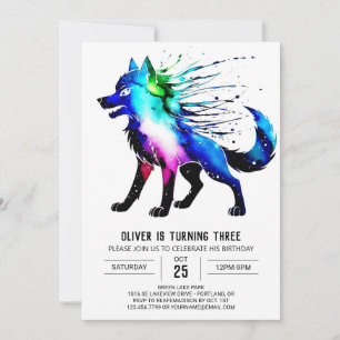Woodland Little Varg Digital Boy Birthday Inbjudningar