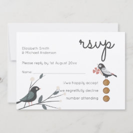 Woodland Love birds Bröllop OSA MENU Rustic Kraft Inbjudningar