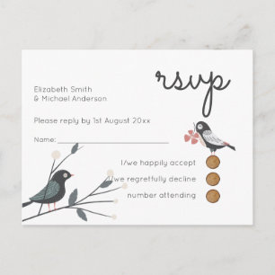 Woodland Love birds Bröllop OSA Return Budget Inbjudan Vykort