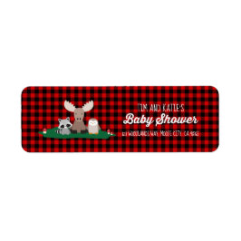 Woodland Lumberjack Baby Shower Animals Rustic Returadress Etikett