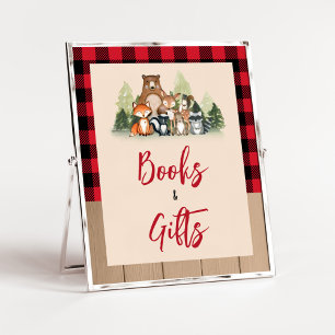 Woodland Lumberjack Baby Shower Bokar och gåvor Poster