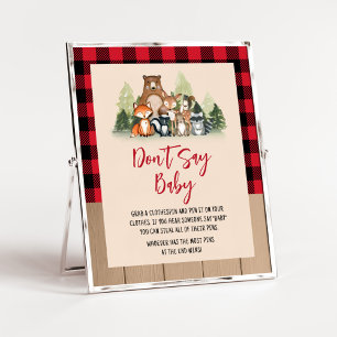 Woodland Lumberjack Baby Shower Säg inte Baby Poster