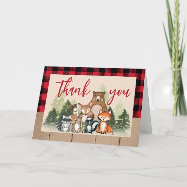 Woodland Lumberjack Baby Shower Tack Kort (Framsida)
