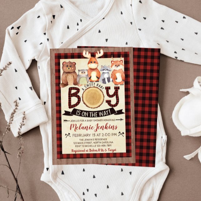 Woodland Lumberjack Boy Baby Shower-inbjudan Inbjudningar (Skapare uppladdad)