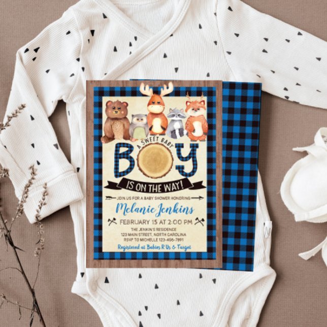 Woodland Lumberjack Boy Baby Shower-inbjudan Inbjudningar (Skapare uppladdad)