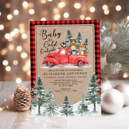 Woodland Lumberjack Snowy Winter Baby Shower Inbjudningar