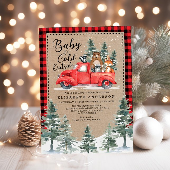 Woodland Lumberjack Snowy Winter Baby Shower Inbjudningar (Skapare uppladdad)