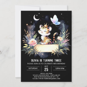 Woodland Lycklig Tiger Birthday Inbjudningar