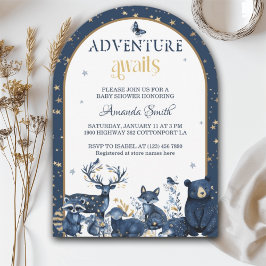 Woodland Magic Night Animal Äventyr Baby Shower Inbjudningar