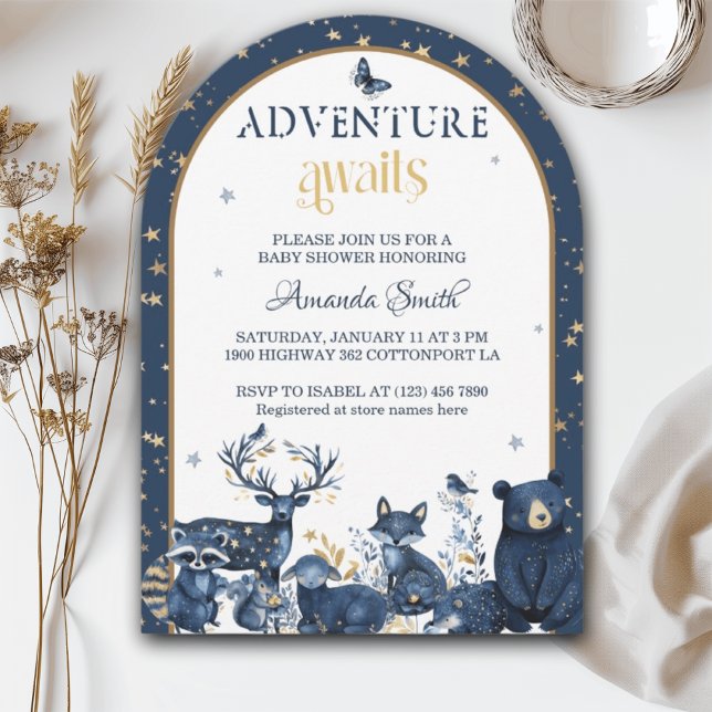 Woodland Magic Night Animal Äventyr Baby Shower Inbjudningar (Skapare uppladdad)