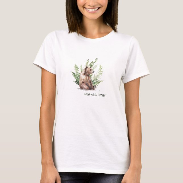 Woodland Mamma Bear Baby Shower T-Shirt (Framsida)