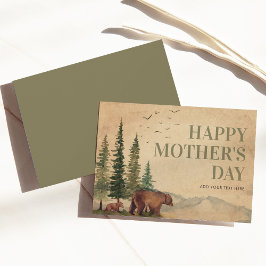Woodland Mamma Bear & Hennes Unge Vintage Mors dag