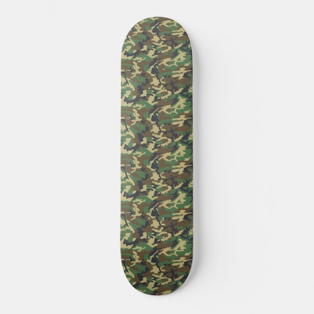 Woodland Militairy Camo Print Mini Skateboard Bräda 18,5 Cm (Framsida)