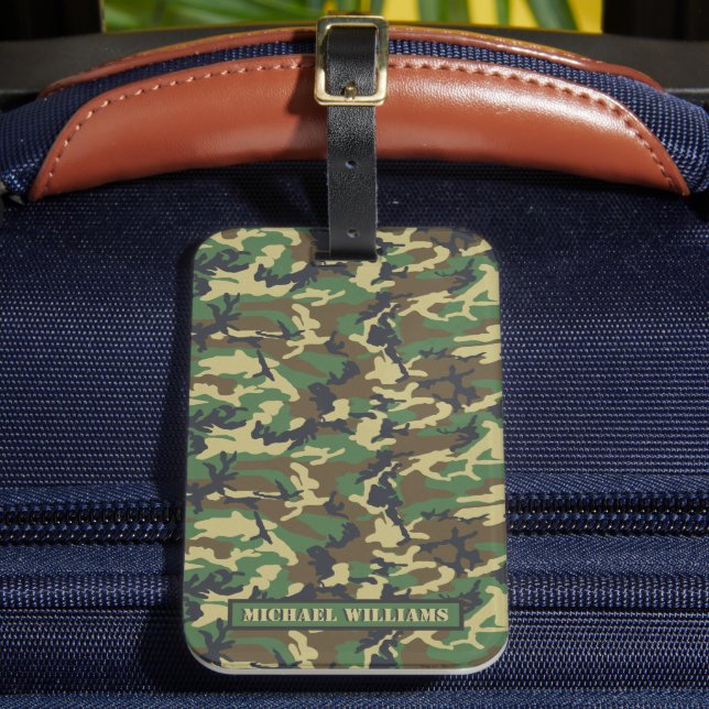 Woodland Militairy Camo Print - Personlig Bagagebricka (Framsida Insitu 2)
