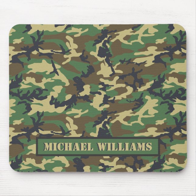 Woodland Militairy Camo Print - Personlig Musmatta (Framsidan)