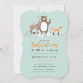 Woodland Mint och Orange Baby Shower Inbjudan
