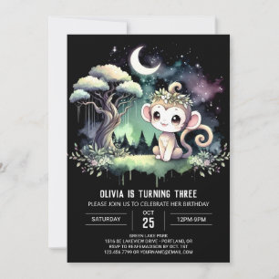 Woodland Monkey Birthday Inbjudningar
