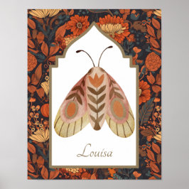 Woodland Moth Earthy Blommigt Wall Art Poster