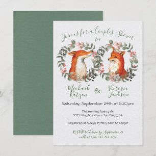 Woodland Mr. och Mrs Fox porträtt.. Inbjudningar