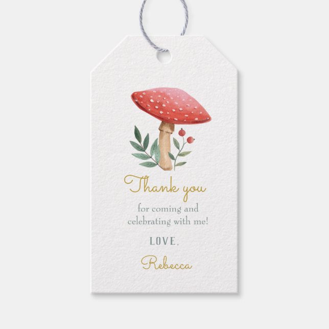Woodland Mushroom Birthday Gift Märkres Presentetikett (Framsidan)