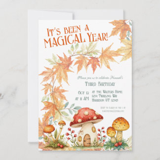 Woodland Mushroom Fall Birthday Inbjudningar