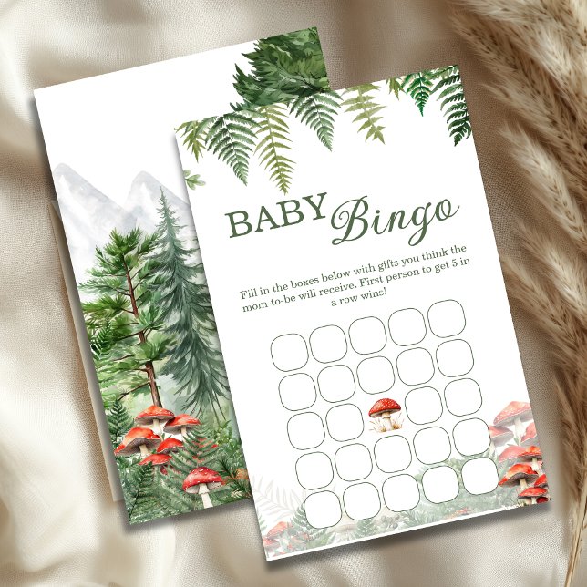 Woodland Mushroom & Fern Baby Shower Bingo Game (Skapare uppladdad)