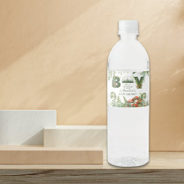Woodland Mushroom & Fern Baby Shower Vattenflaskor Etikett