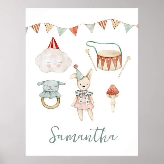 Woodland Mushroom Leksak Anpassningsbar Kid Room Poster (Framsidan)