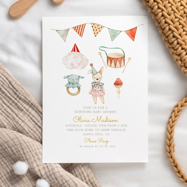 Woodland Mushroom Leksak Baby Shower Whimsical Inbjudningar (Skapare uppladdad)