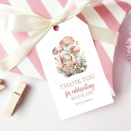 Woodland Mushroom Rosa Birthday Tack Presentetikett