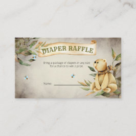 Woodland Nalle Boy Shower Diaper Raffle Tilläggskort