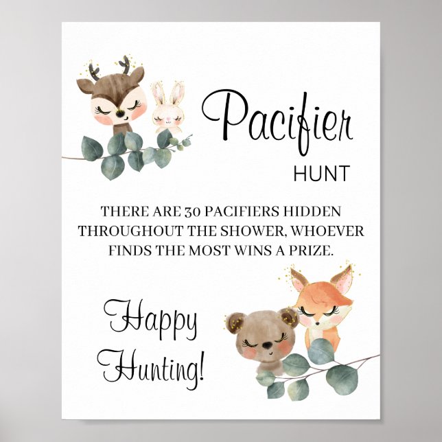 Woodland Nappar Hunt Babyduschspel Poster (Framsidan)