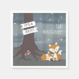 Woodland Night Fox Boy Shower Pappersservett