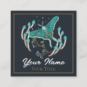 Woodland Night Luna Moth Fyrkantigt Visitkort