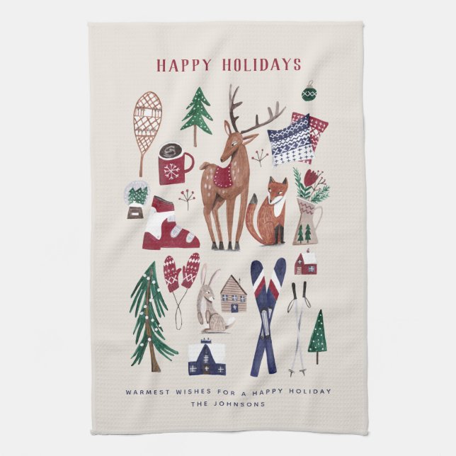 Woodland nordidic ski jul-köket Towel Kökshandduk (Vertikal)