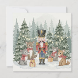 Woodland Nutcracker Watercolor Christmas Card  Kort