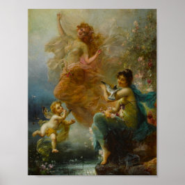 Woodland Nymphs av Hans Zatzka Poster