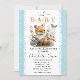 Woodland Oh Baby Fox Vår Boy Shower Inbjudningar