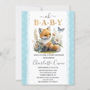 Woodland Oh Baby Fox Vår Boy Shower Inbjudningar
