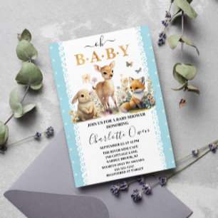 Woodland Oh Baby Vår Boy Baby Shower Inbjudningar